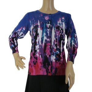 Joseph A. Vibrant 3/4 Sleeve Artistic Cardigan
